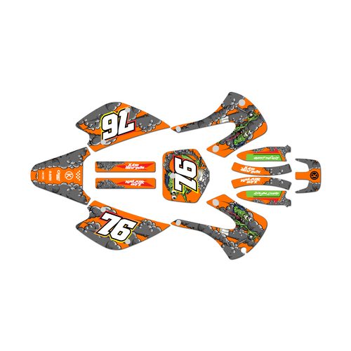 kawasaki kx100 graphics kit 2001-2013 lunatic series orange