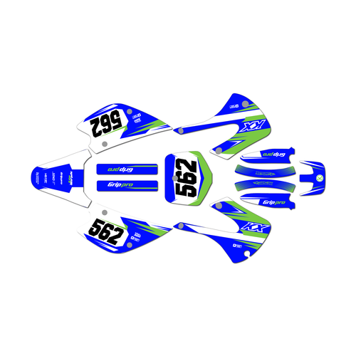 kawasaki kx100 graphics kit 2001-2013 quantum series blue