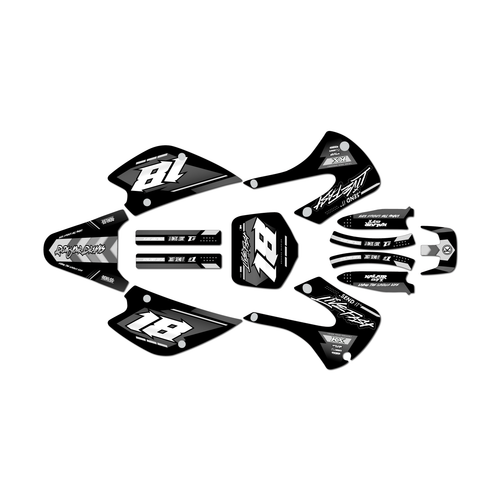 kawasaki kx100 graphics kit 2001-2013 rebel series white