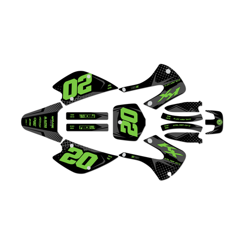 kawasaki kx85 graphics kit 2001-2013 spear series green-shift