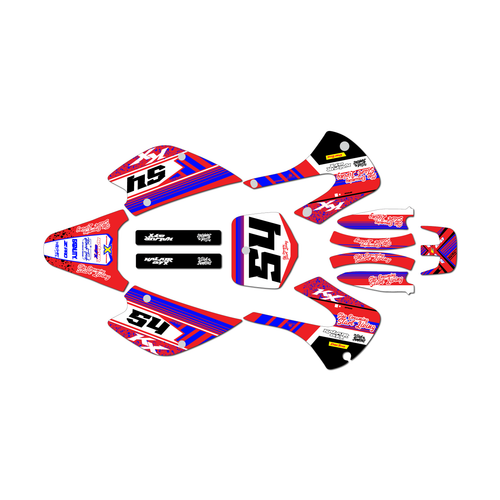 kawasaki kx100 graphics kit 2001-2013 split series red-blue