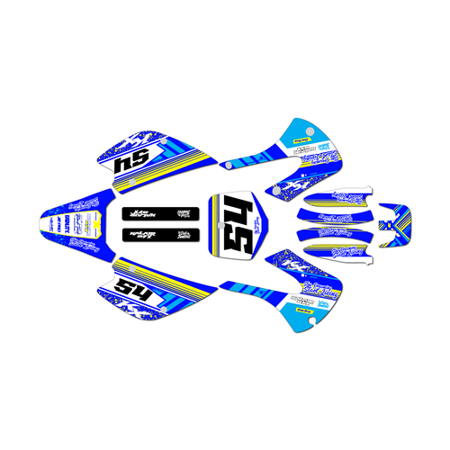 kawasaki kx100 graphics kit 2001-2013 split series blue