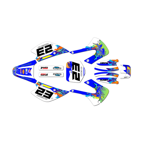 kawasaki kx100 graphics kit 2001-2013 throwback series blue