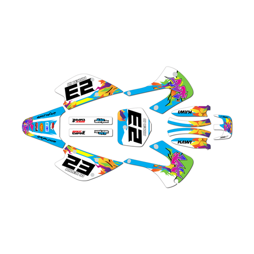 kawasaki kx100 graphics kit 2001-2013 throwback series cyan
