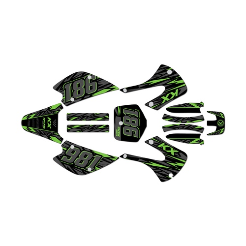 kawasaki kx100 graphics kit 2001-2013 twitch series green