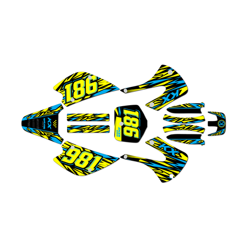 kawasaki kx100 graphics kit 2001-2013 twitch series blue-yellow