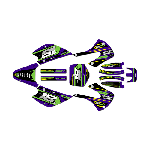 kawasaki kx100 graphics kit 2001-2013 warrior series purple