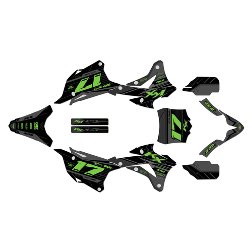 kawasaki kx100 graphics kit 2014-2021 axis series green-shift