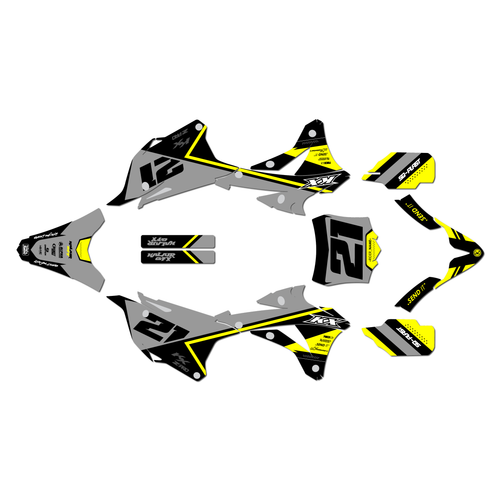kawasaki kx85 graphics kit 2014-2021 enigma series yellow