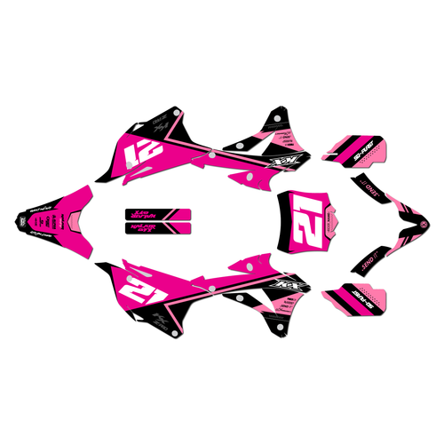 kawasaki kx100 graphics kit 2014-2021 enigma series pink