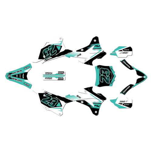 kawasaki kx85 graphics kit 2014-2021 evader series teal