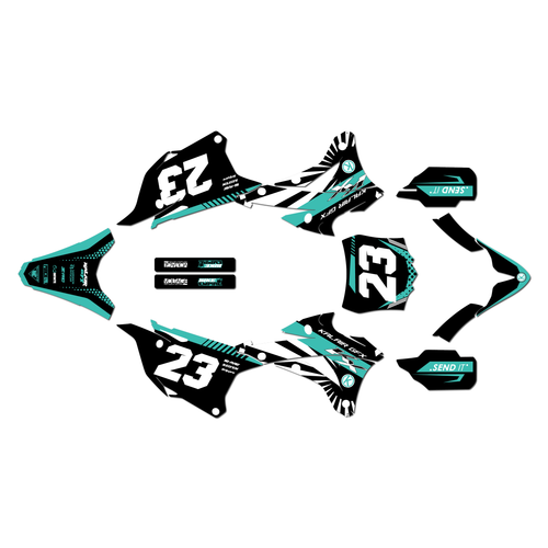 kawasaki kx85 graphics kit 2014-2021 fh series teal
