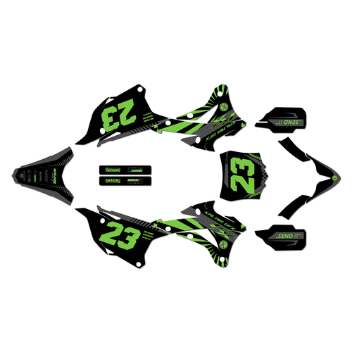 kawasaki kx100 graphics kit 2014-2021 fh series green-shift