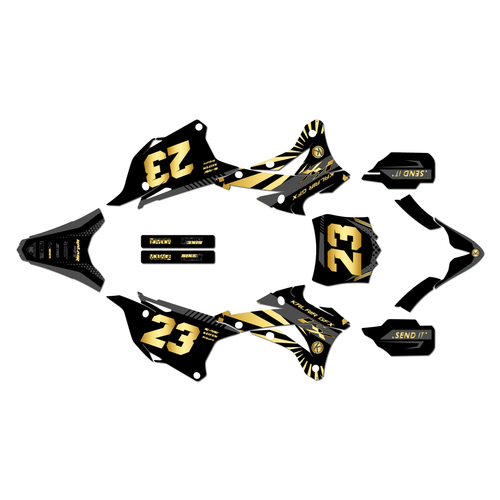 kawasaki kx100 graphics kit 2014-2021 fh series gold