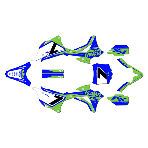 kawasaki kx85 graphics kit 2014-2021 legend series green-blue