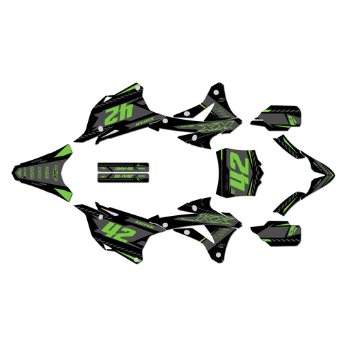 kawasaki kx100 graphics kit 2014-2021 lethal series green-shift