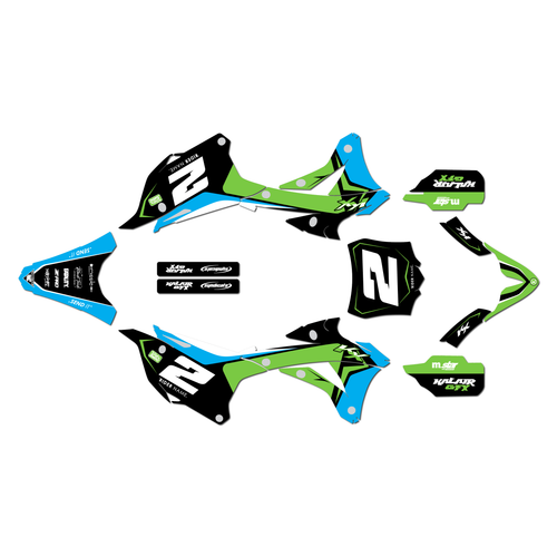 kawasaki kx85 graphics kit 2014-2021 lightning series cyan