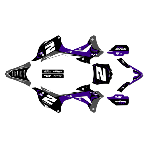 kawasaki kx85 graphics kit 2014-2021 lightning series purple