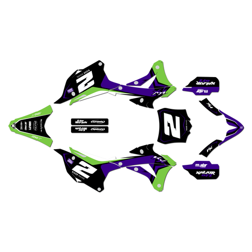 kawasaki kx85 graphics kit 2014-2021 lightning series purple-shift