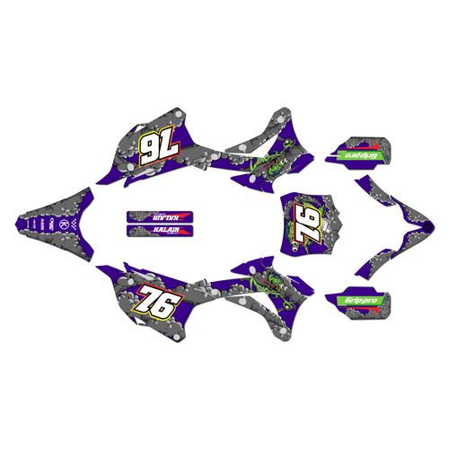 kawasaki kx85 graphics kit 2014-2021 lunatic series purple