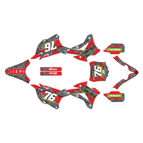 kawasaki kx85 graphics kit 2014-2021 lunatic series red