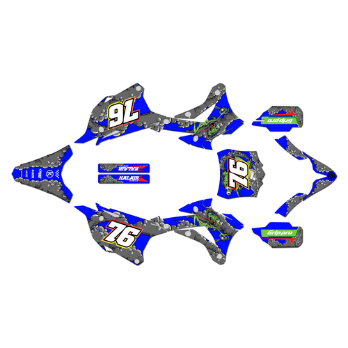 kawasaki kx100 graphics kit 2014-2021 lunatic series blue