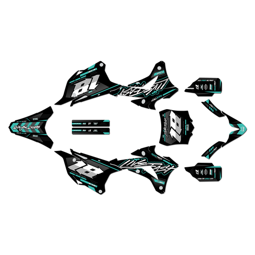 kawasaki kx85 graphics kit 2014-2021 rebel series teal