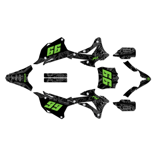 kawasaki kx85 graphics kit 2014-2021 revolt series green-shift