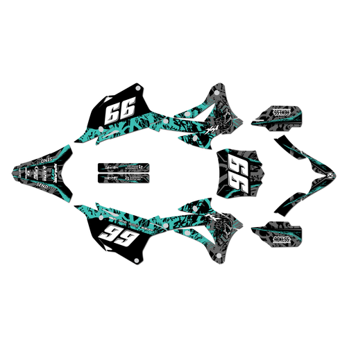 kawasaki kx100 graphics kit 2014-2021 revolt series teal