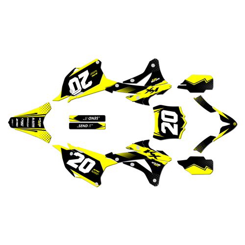 kawasaki kx100 graphics kit 2014-2021 spear series yellow