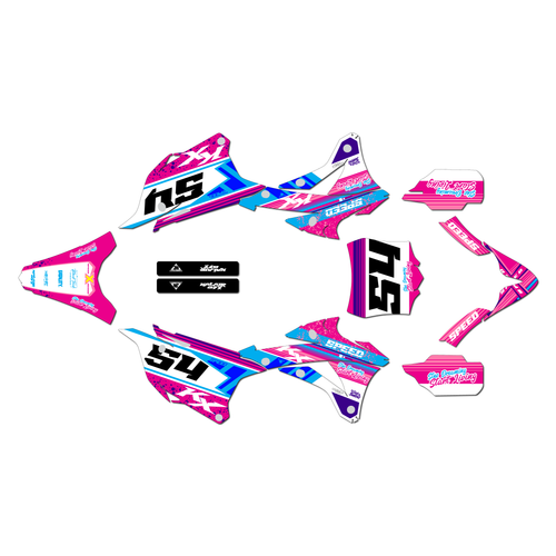 kawasaki kx100 graphics kit 2014-2021 split series pink