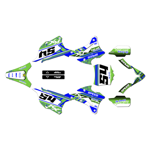 kawasaki kx100 graphics kit 2014-2021 split series blue