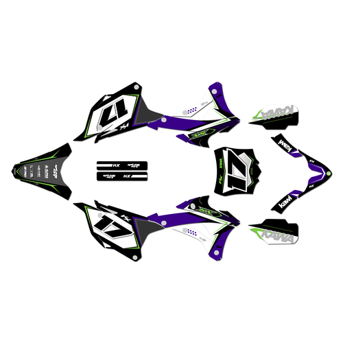 kawasaki kx85 graphics kit 2014-2021 stellar series purple-green
