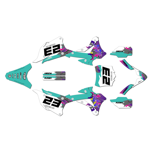 kawasaki kx85 graphics kit 2014-2021 throwback series teal