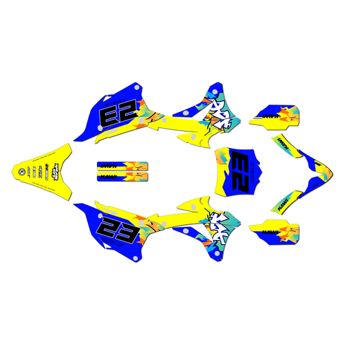 kawasaki kx85 graphics kit 2014-2021 throwback series yellow