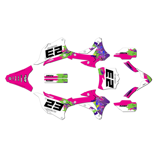 kawasaki kx100 graphics kit 2014-2021 throwback series magenta