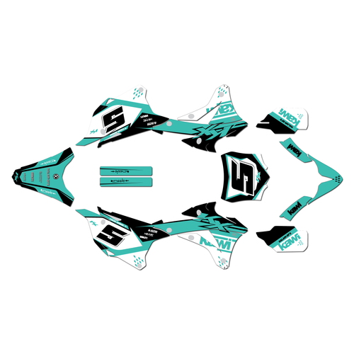 kawasaki kx85 graphics kit 2014-2021 venom series teal
