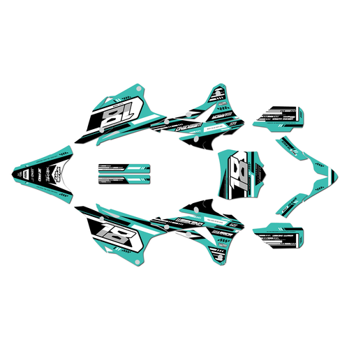 kawasaki kx100 graphics kit 2014-2021 warrior series teal