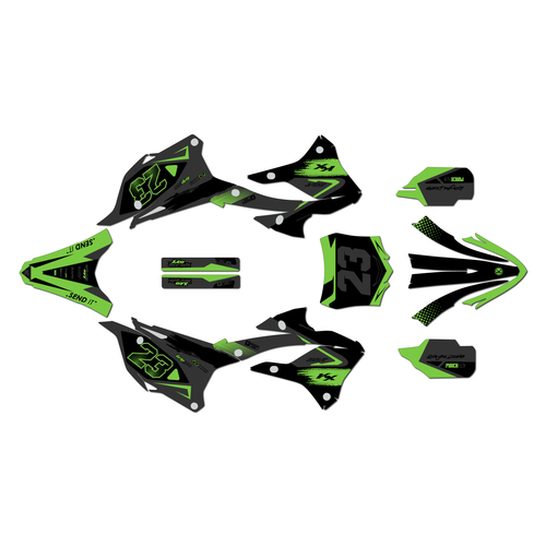 kawasaki kx85 graphics kit 2022-2025 evader series greenshift