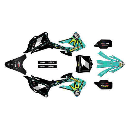 kawasaki kx85 graphics kit 2022-2025 lancaster series teal