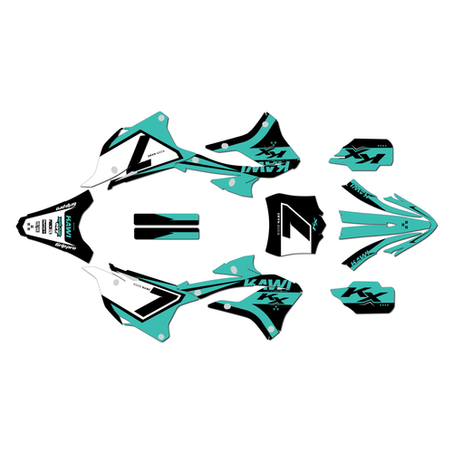 kawasaki kx85 graphics kit 2022-2025 legend series teal