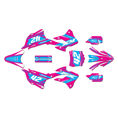 kawasaki kx85 graphics kit 2022-2025 lethal series cyan-magenta