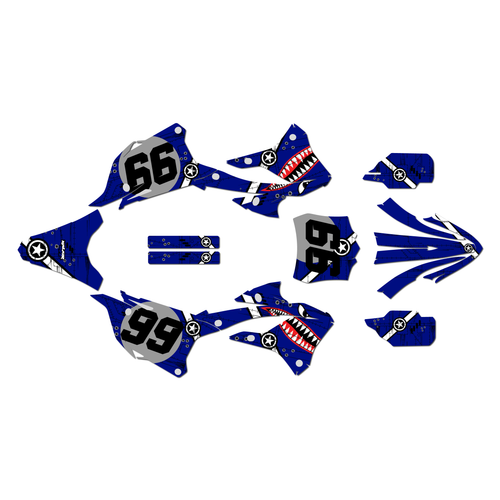 kawasaki kx85 graphics kit 2022-2025 predator series blue