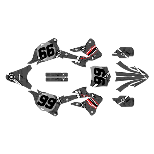 kawasaki kx85 graphics kit 2022-2025 predator series gray