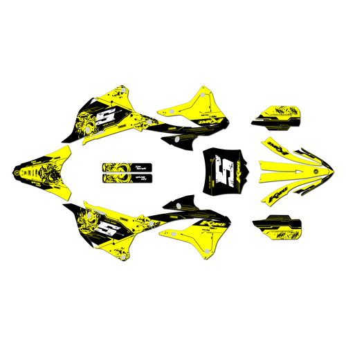 kawasaki kx112 graphics kit 2022-2025 night series yellow