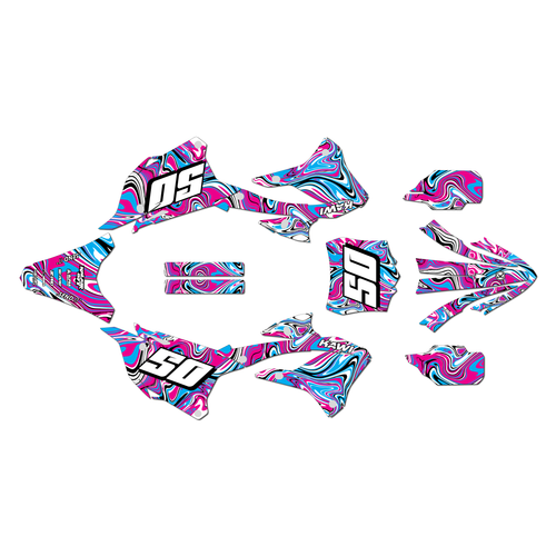 kawasaki kx85 graphics kit 2022-2025 snagged series magenta