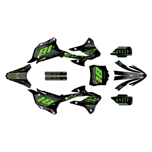 kawasaki kx112 graphics kit 2022-2025 rebel series green
