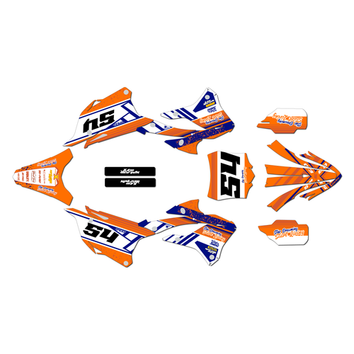 kawasaki kx85 graphics kit 2022-2025 split series orange
