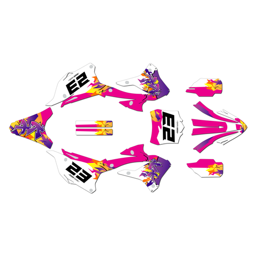 kawasaki kx85 graphics kit 2022-2025 throwback series magenta