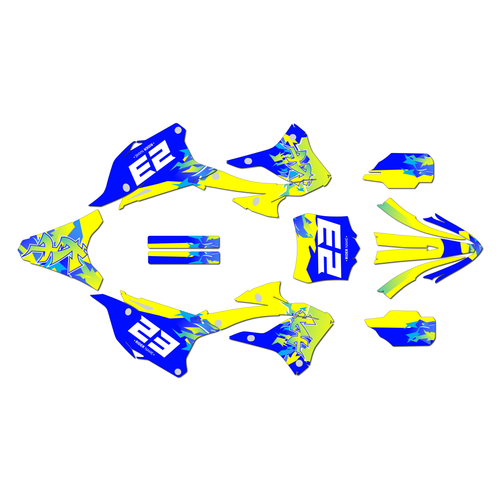 kawasaki kx112 graphics kit 2022-2025 throwback series yellow